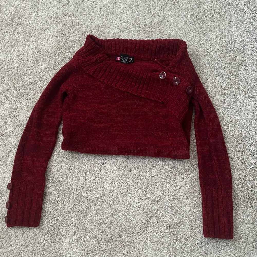 Say What? Cowlneck Marled Maroon sweater